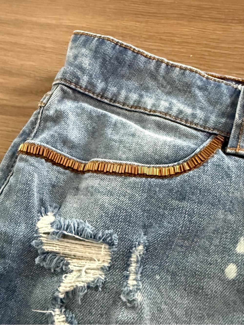 Harley-Davidson Denim Distressed Y2K Mini Skirt Embellished Cut Jeans Women 14 - Picture 6 of 14